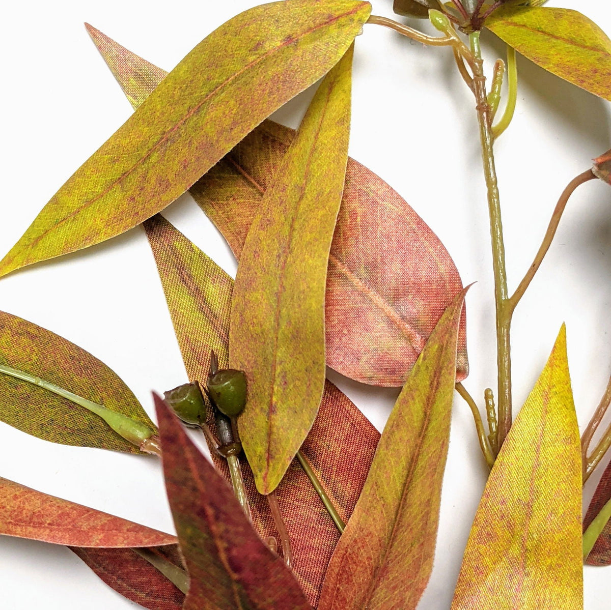 Fractalon Lifelike Autumn Eucalyptus Stem - Red & Yellow